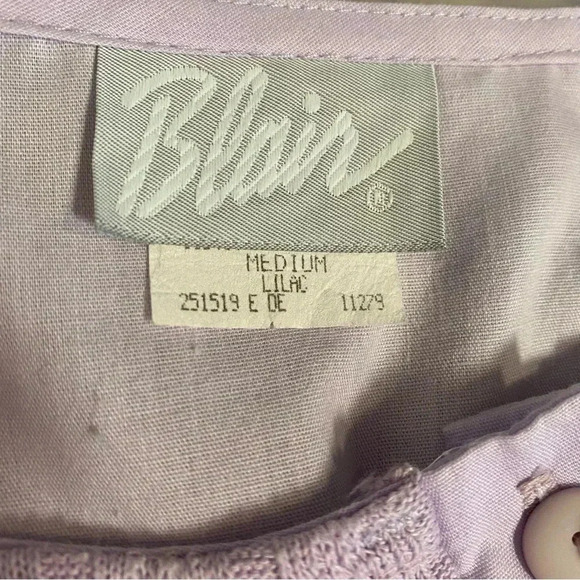 Blair Vintage Lilac Top Button Knit Detail Blouse - Picture 7 of 9